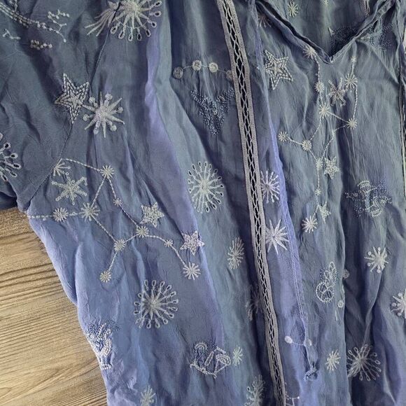 Johnny Was Celestin Neptune Blouse Top Womens SZ 2x Designer Cupra Rayon - Picture 7 of 9